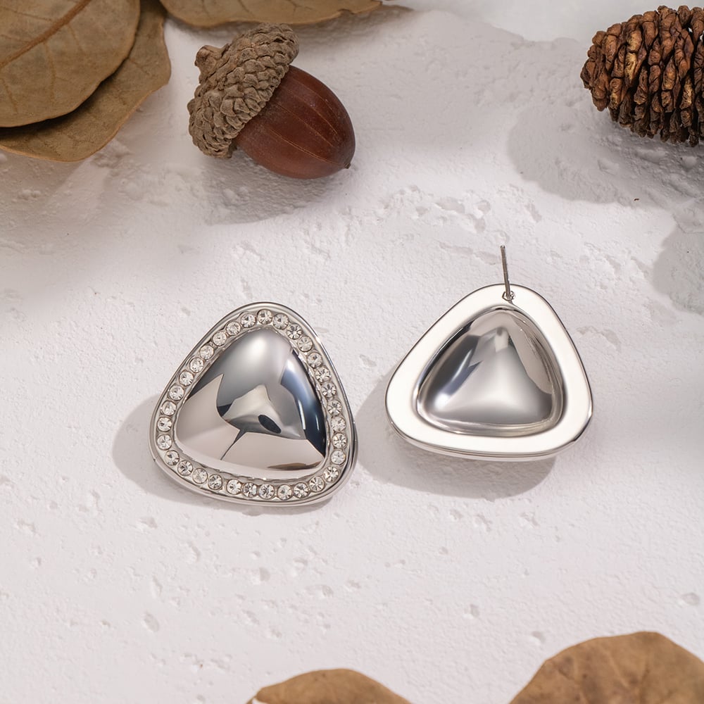 1 Pair Triangle Stainless Steel Stud Earrings Picture5