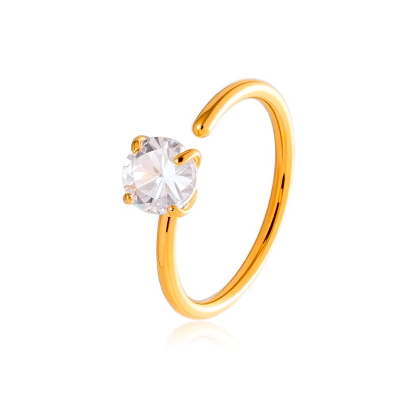 1 Stück minimalistischer Nasenstecker aus Edelstahl mit Kreis- und Rechteck-Motiv, goldfarben, Zirkonia Bild6