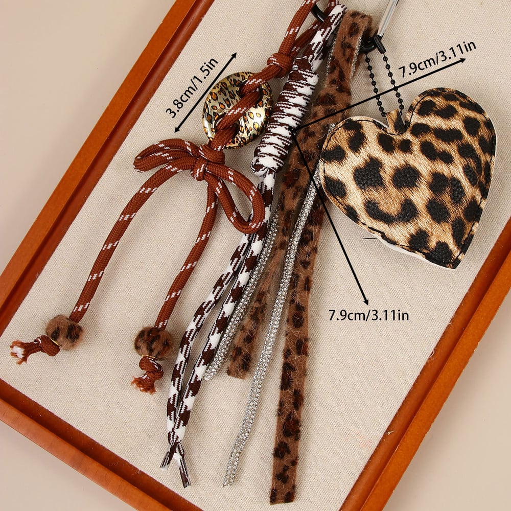1 Stück Casual Bow Knot Leopard Print Herz PU Damen Tasche Charms Bild2