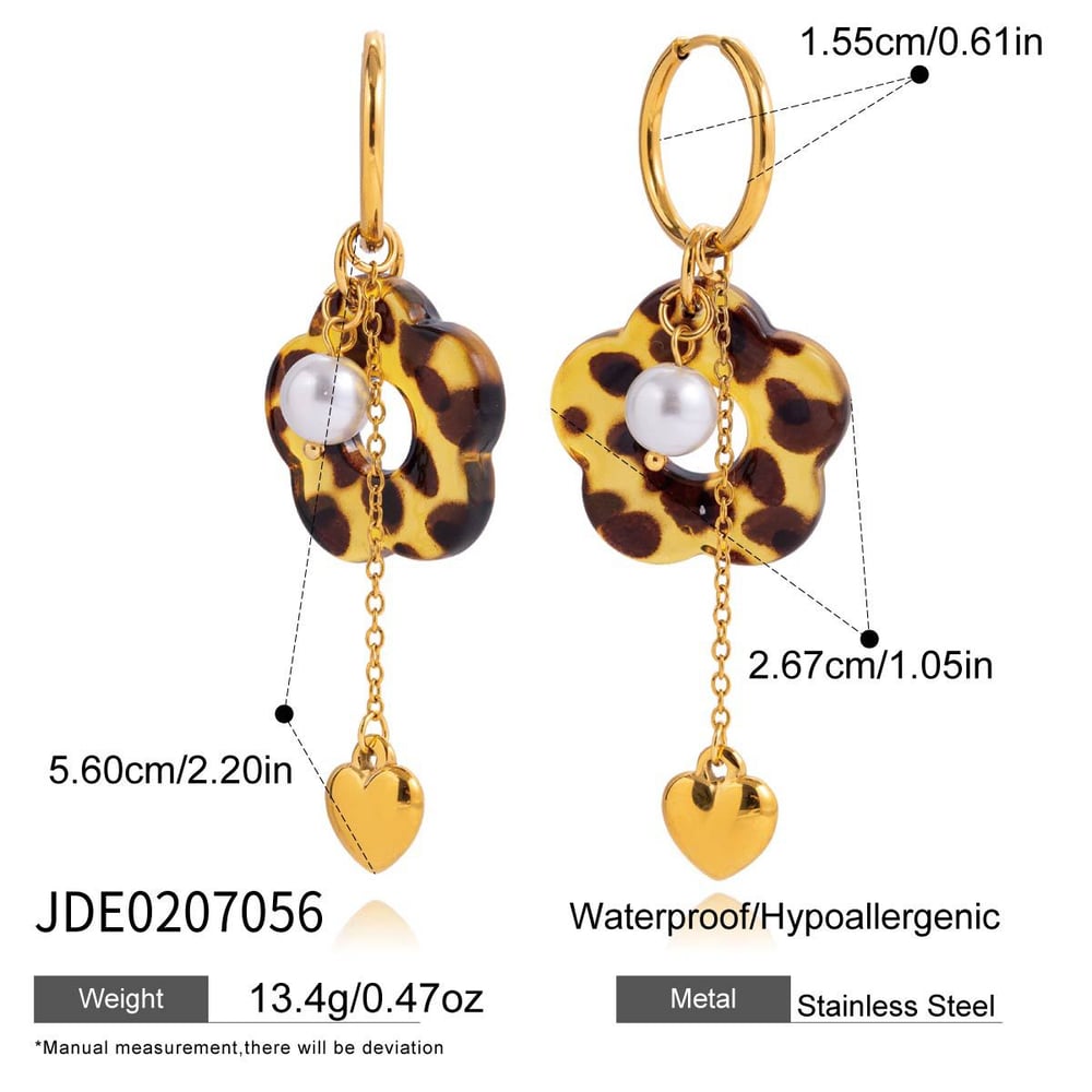 1 Pair Leopard Print Flower Acrylic Stainless Steel Women's Drop Earrings Picture2