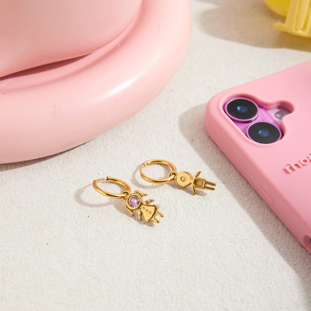 1 Pair Romantic Children Stainless Steel Gold Color Zircon Women's Drop Earrings Picture6