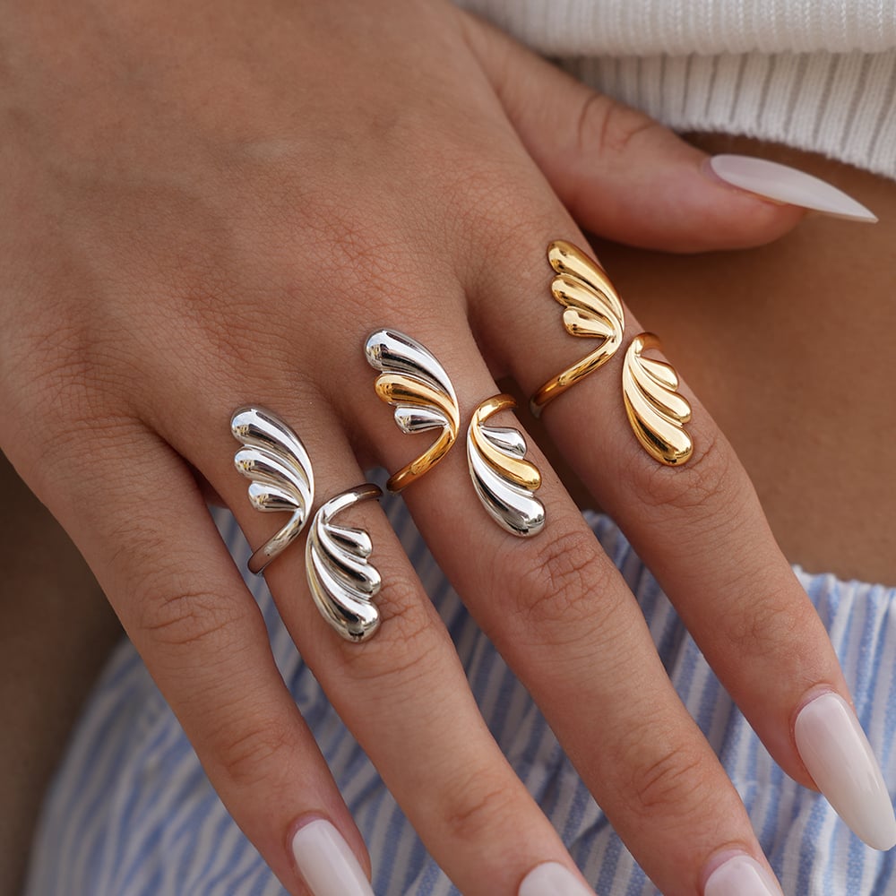 1 Piece Designable Irregular Shape Stainless Steel Gold Color Statement Rings h5Picture8