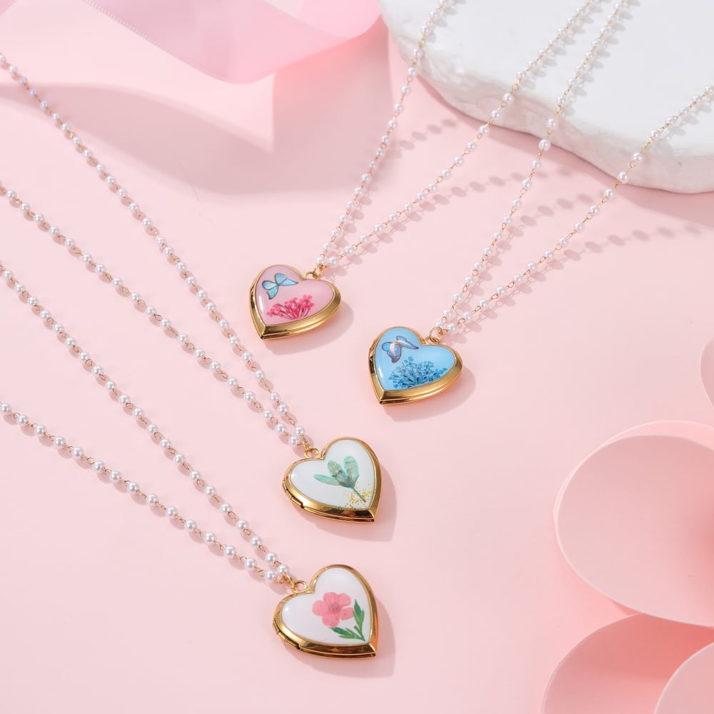 1 Piece Sweet Flower Heart Stainless Steel Gold Color Women's Pendant Necklaces h5Picture3