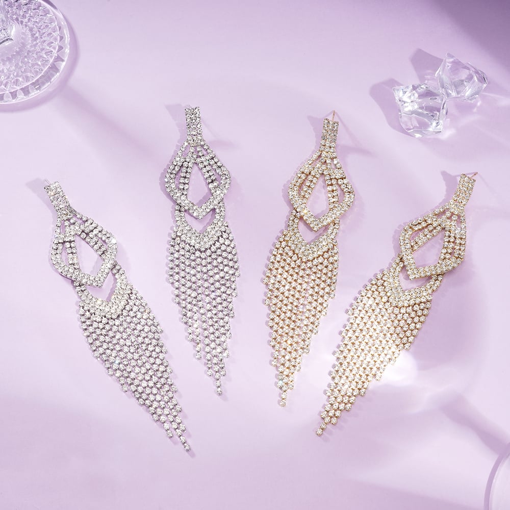 1 Pair Festive Series Irregular Shape Tassel Alloy Dangle Earrings Picture2