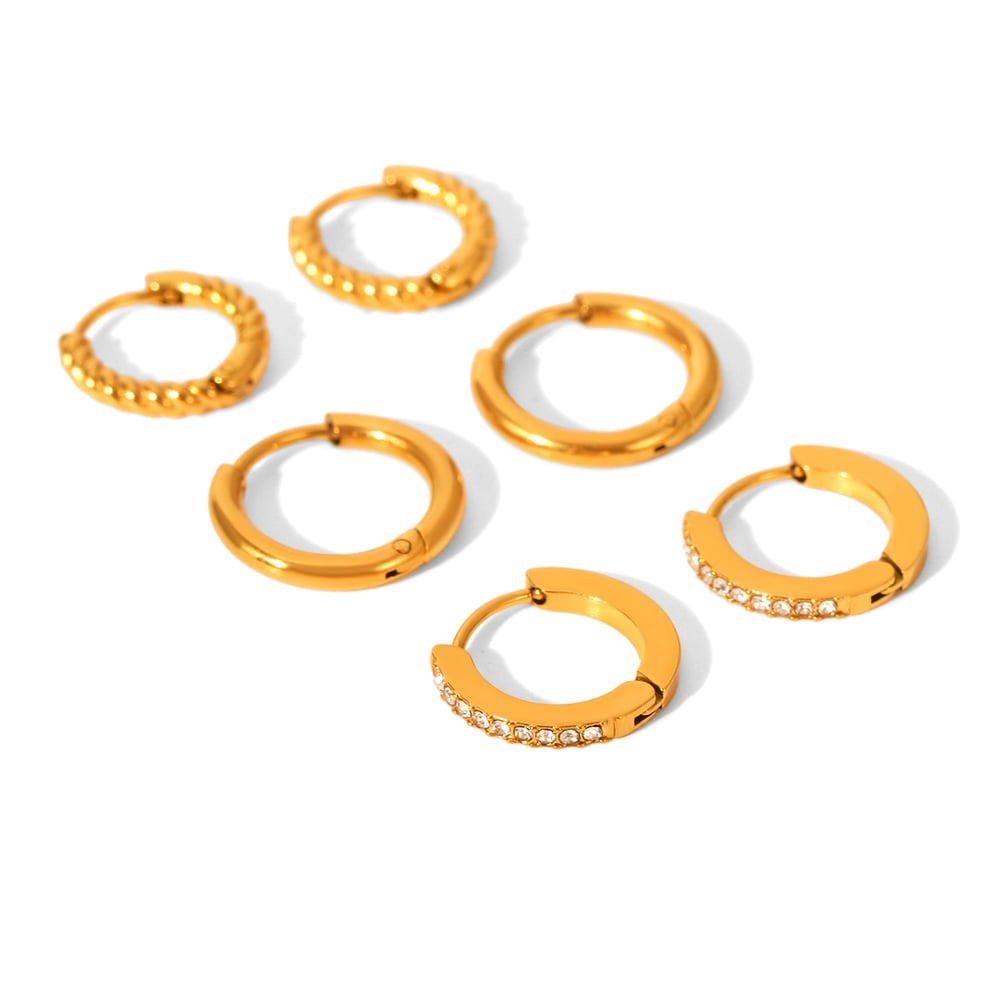 1 Set Circle Stainless Steel Gold Color Hoop Earrings