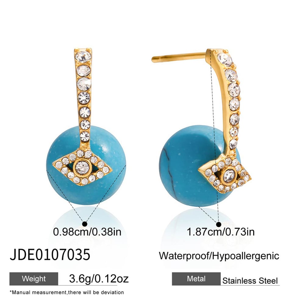 1 Piece Exquisite Devil's Eye Calaite Stainless Steel Women's Stud Earrings Picture2