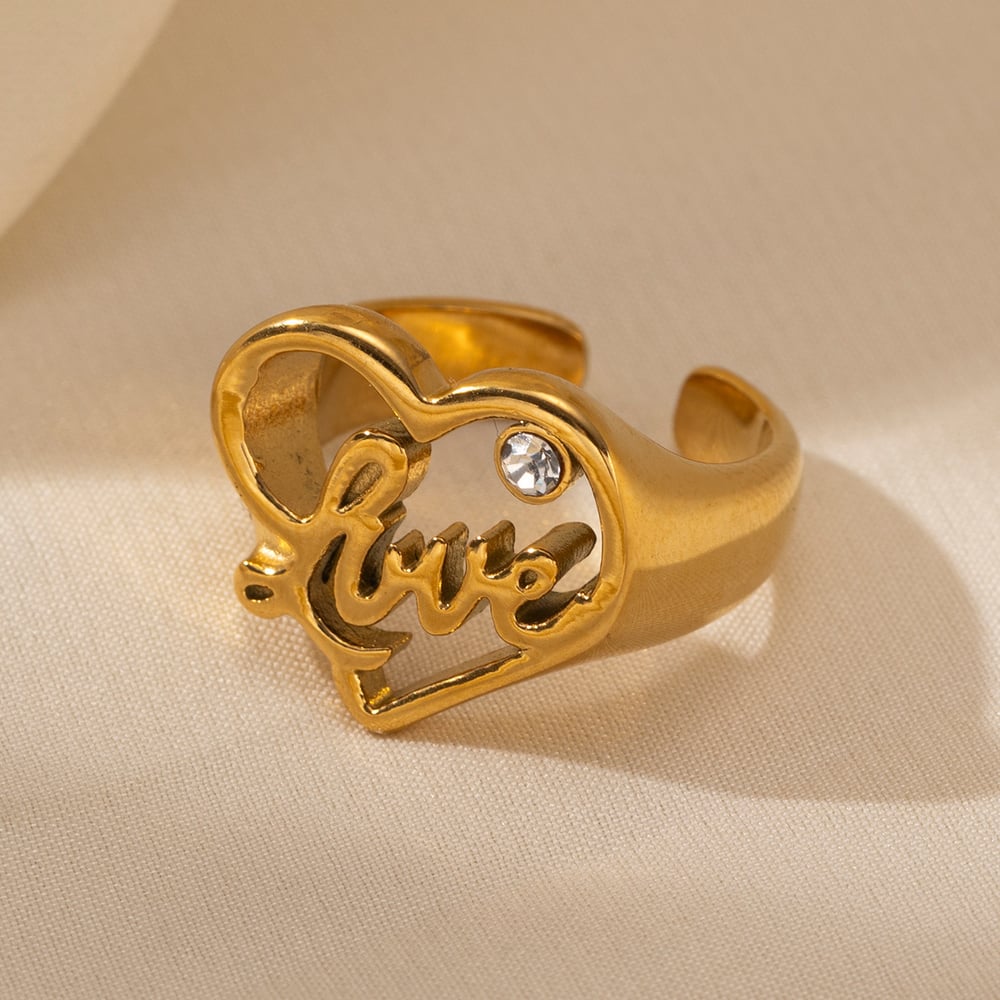 1 Piece Heart Stainless Steel  Gold Color Statement Ring h5Picture3