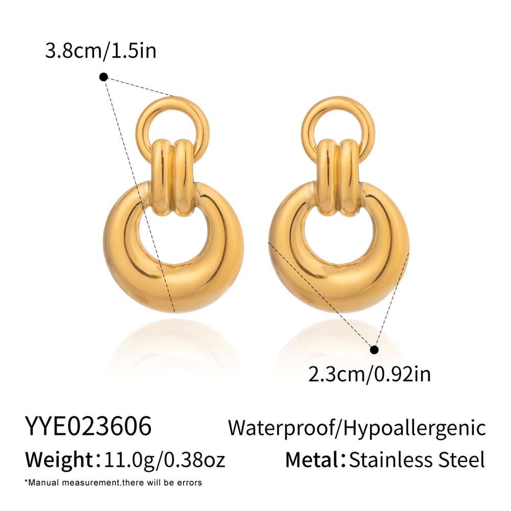 1 Pair Stainless Steel Gold Color Stud Earrings