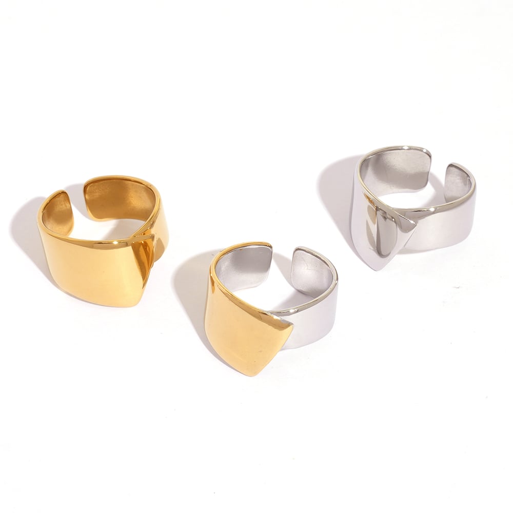 1 Piece Solid Color Irregular Shape Stainless Steel Statement Rings h5Picture6