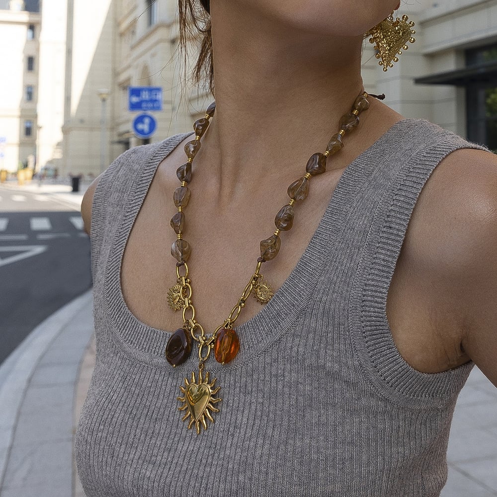 Heart Acrylic Beaded Necklace Set h5Picture4