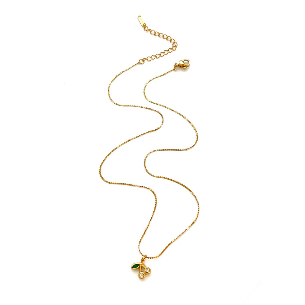 1 Stück Halskette mit Kirsch-Strass-Anhänger in Goldfarbe