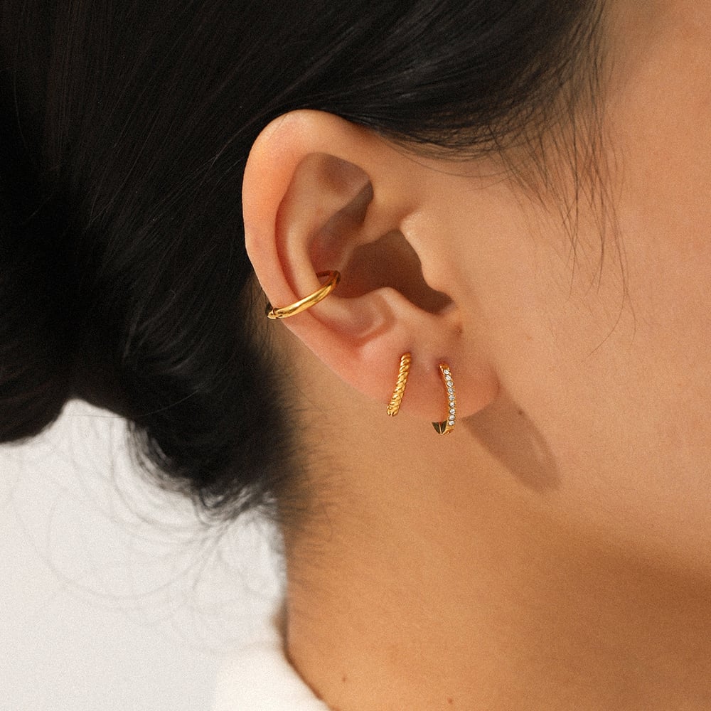 1 Set Circle Stainless Steel Gold Color Hoop Earrings Picture3