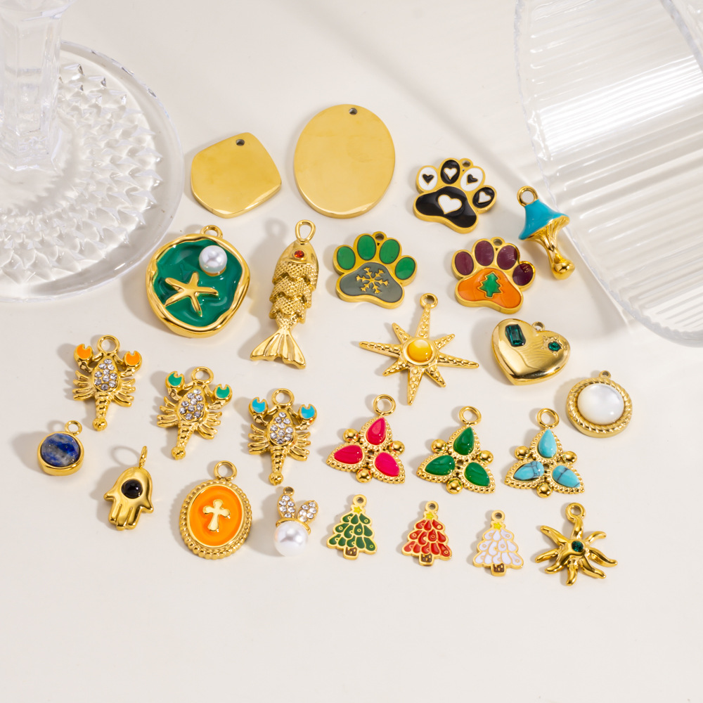 1 Piece DIY MIni Fruit Christmas Stainless Steel   Gold Color  Women's Pendants Picture4