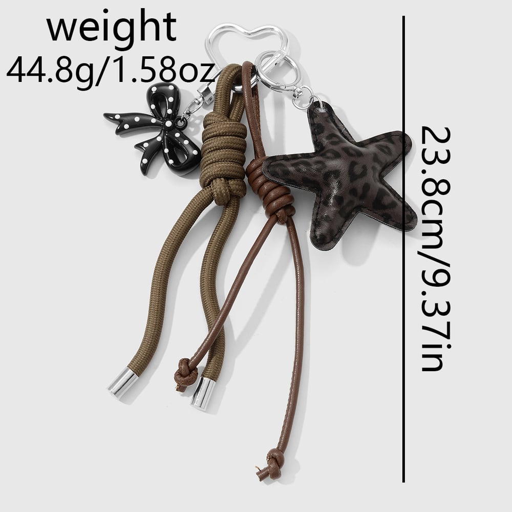 1 Piece Bow Knot Leather Leopard Print Star Bag Charm h5Picture2