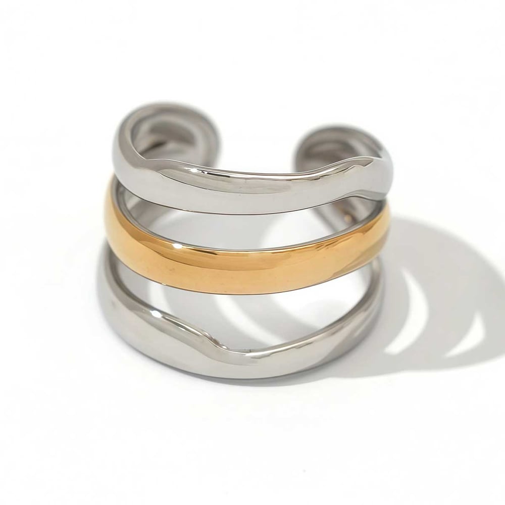 1 Piece  Mixed Gold Color And Silver Colors Stainless Steel  Women's Statement Rings