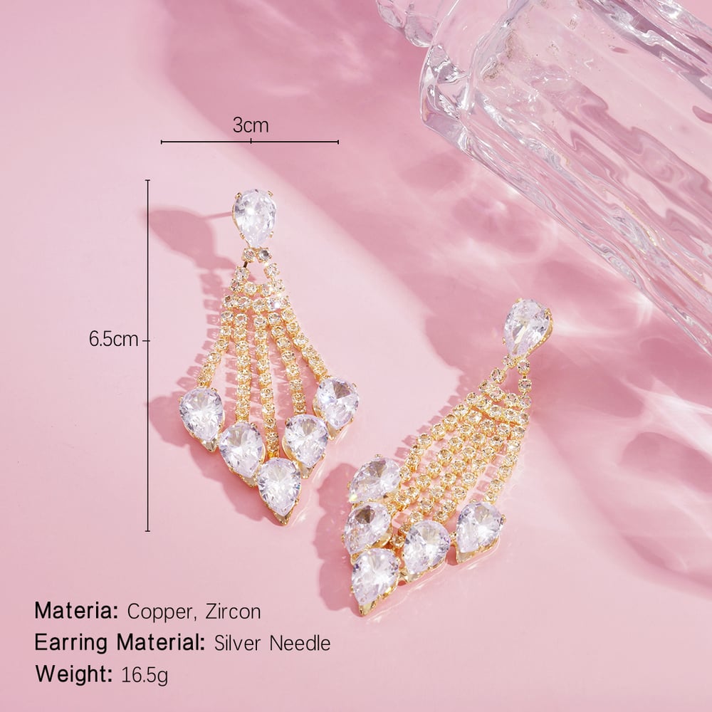 1 Pair Festive Series Tassel Copper Drop Earrings