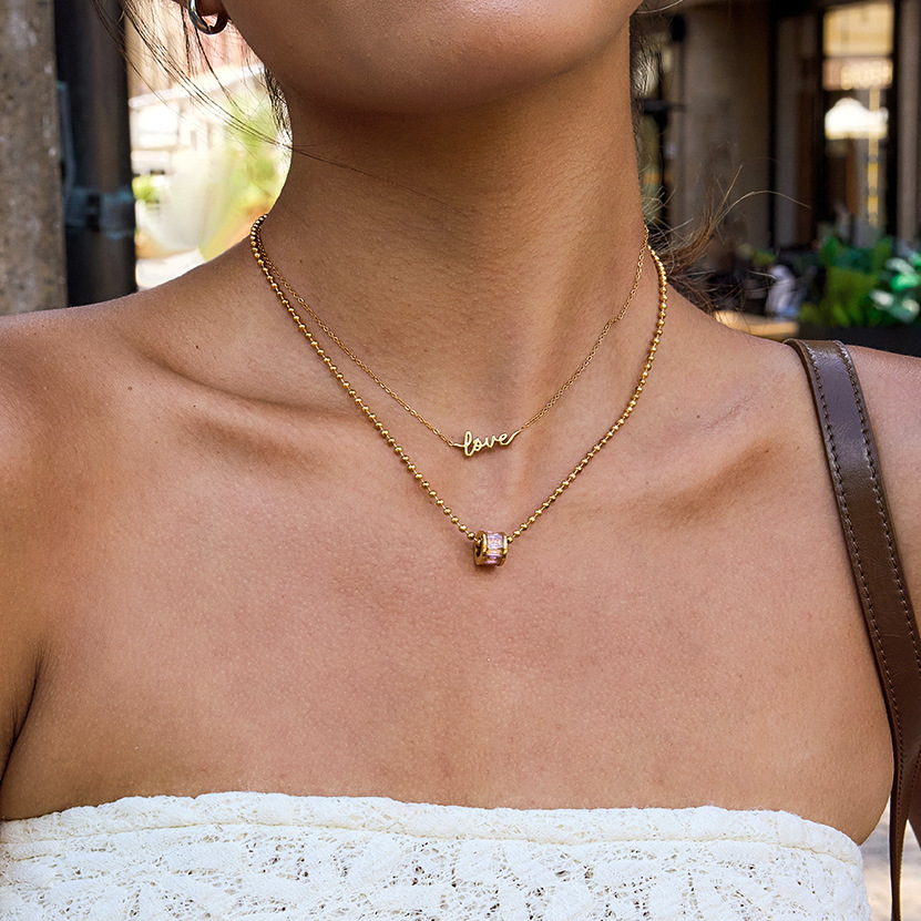 1 Piece Exquisite Classic Circle Stainless Steel Gold Color Zircon Women's Pendant Necklaces Picture5