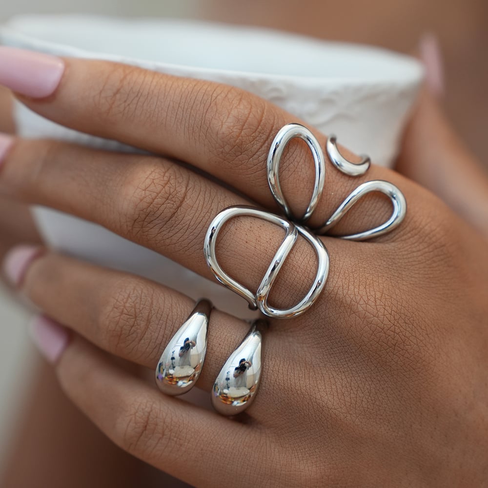 1 Piece Simple Simple Irregular Shape Stainless Steel  Gold Color Women's Statement Rings h5Picture2
