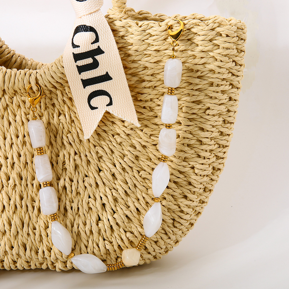 1 Piece Classic Retro Beads Acrylic Gold Color Women's Beaded Necklaces h5Picture3