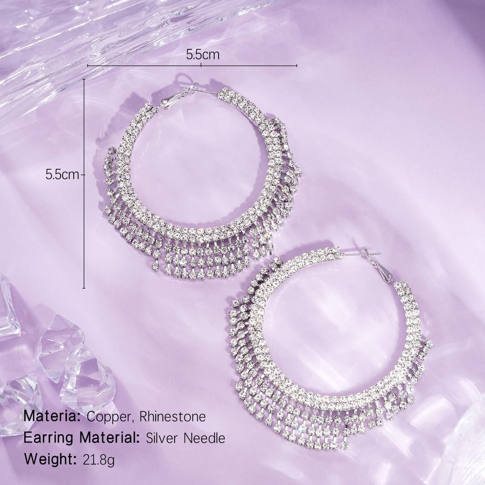 1 Pair Festive Series Circle Tassel Copper Hoop Earrings