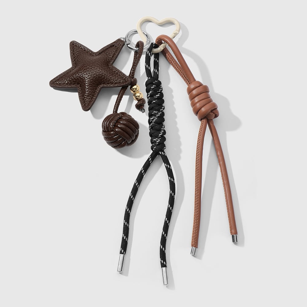 1 Piece Leather Star Woven Ball Bag Charm