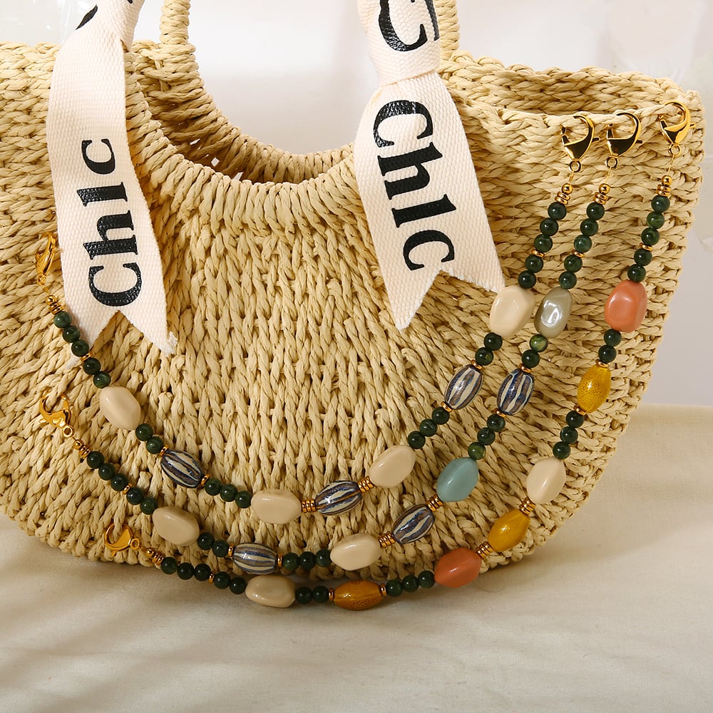 1 Piece  Retro Irregular Shape Rectangle Ceramics  Gold Color Women's Beaded Necklaces Picture6