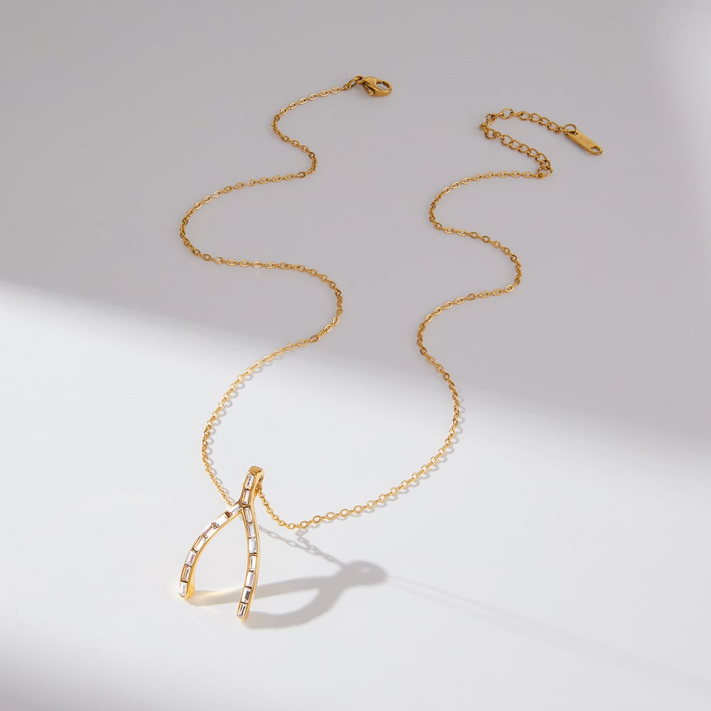 1 Piece Classic Irregular Shape Stainless Steel Gold Color Zircon Women's Pendant Necklaces h5Picture6