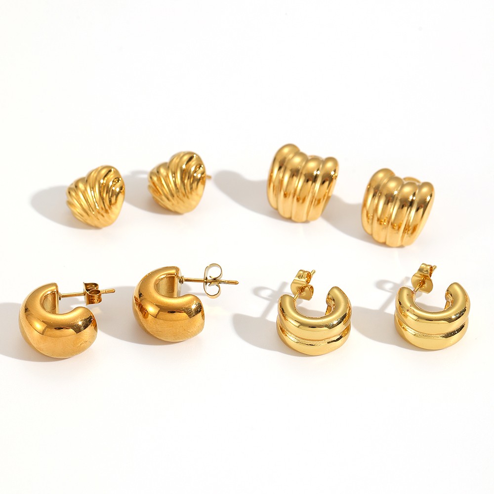 1 Pair Circle Stainless Steel Gold Color Stud Earrings Picture3