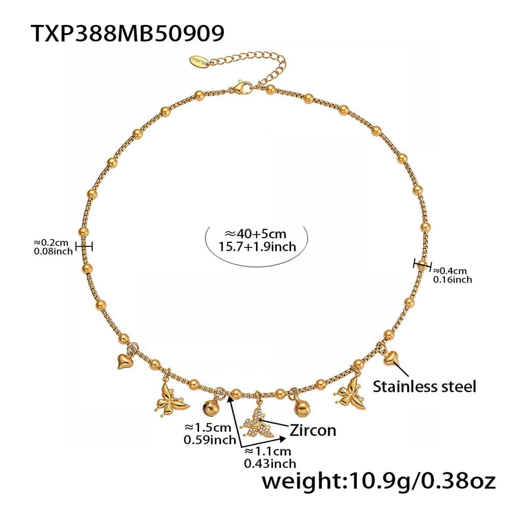 Elegante Schmetterling Edelstahl Gold Farbe Zirkon frauen Schmuck Sets