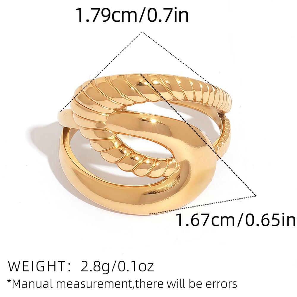 1 Piece Minimalist Irregular Shape Stainless Steel Gold Color Statement Rings h5Picture2