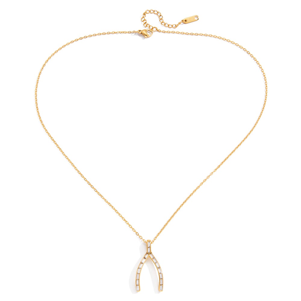 1 Piece Classic Irregular Shape Stainless Steel Gold Color Zircon Women's Pendant Necklaces