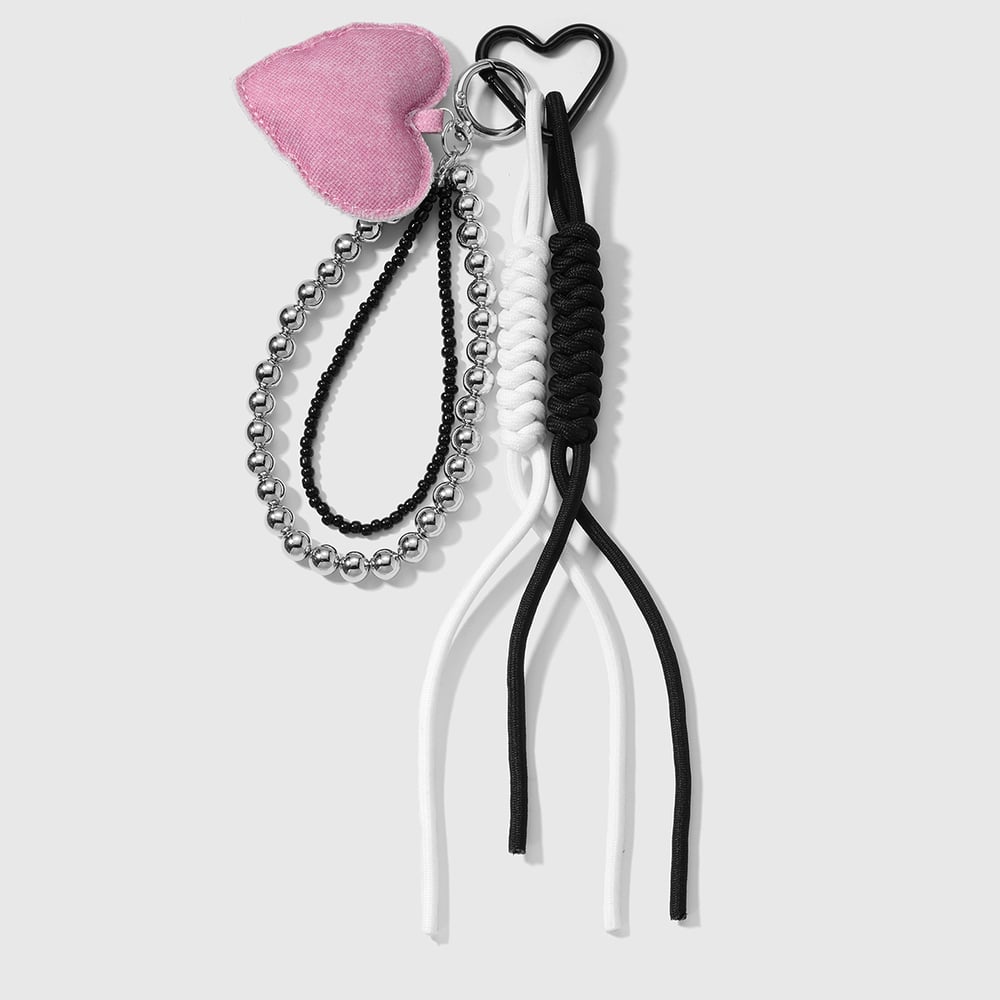 1 Piece Fabric Heart Beaded Bag Charm 