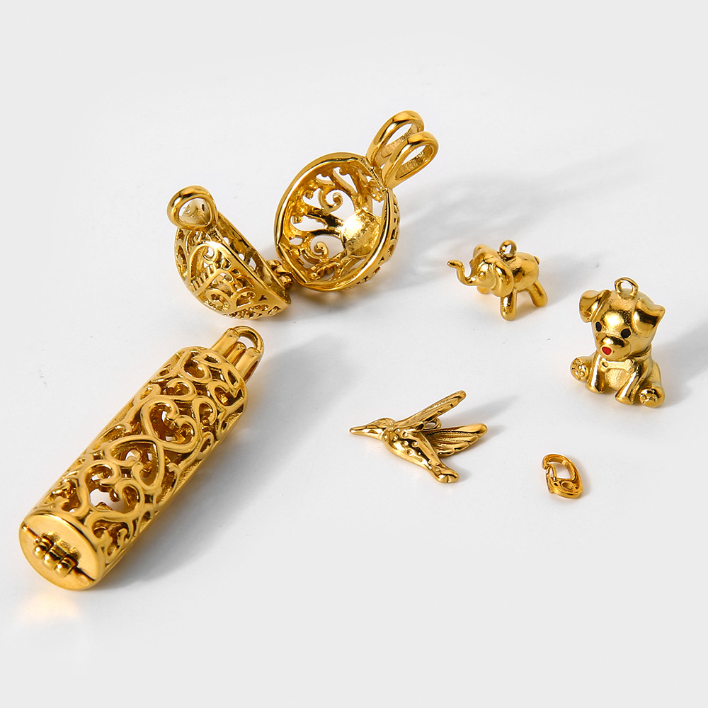 1 Piece DIY Carved  Hollowed Box  Stainless Steel  Women's Pendants h5Picture3