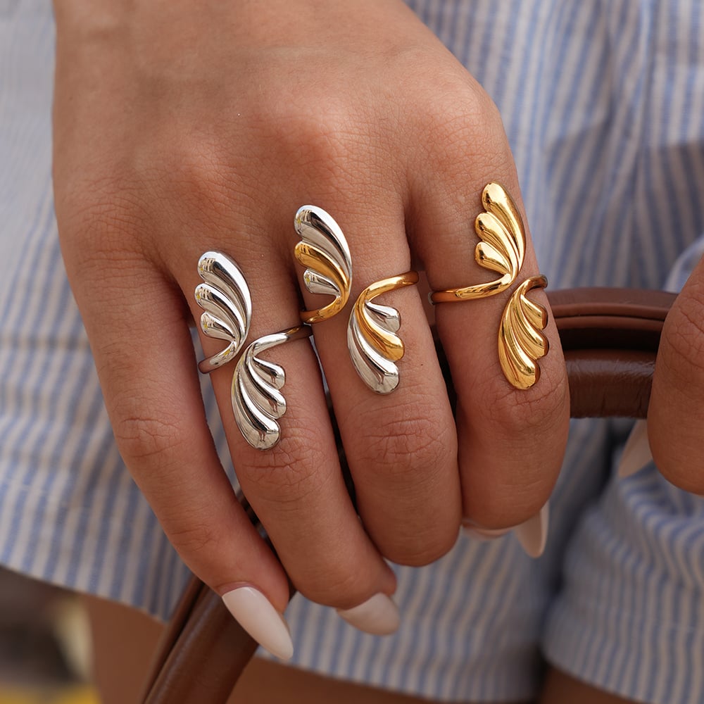 1 Piece Designable Irregular Shape Stainless Steel Gold Color Statement Rings h5Picture3