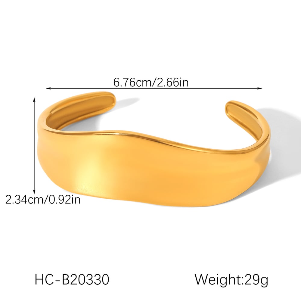 1 Stück unregelmäßig geformte Damenarmreifen aus Edelstahl in Goldfarbe h5Bild2
