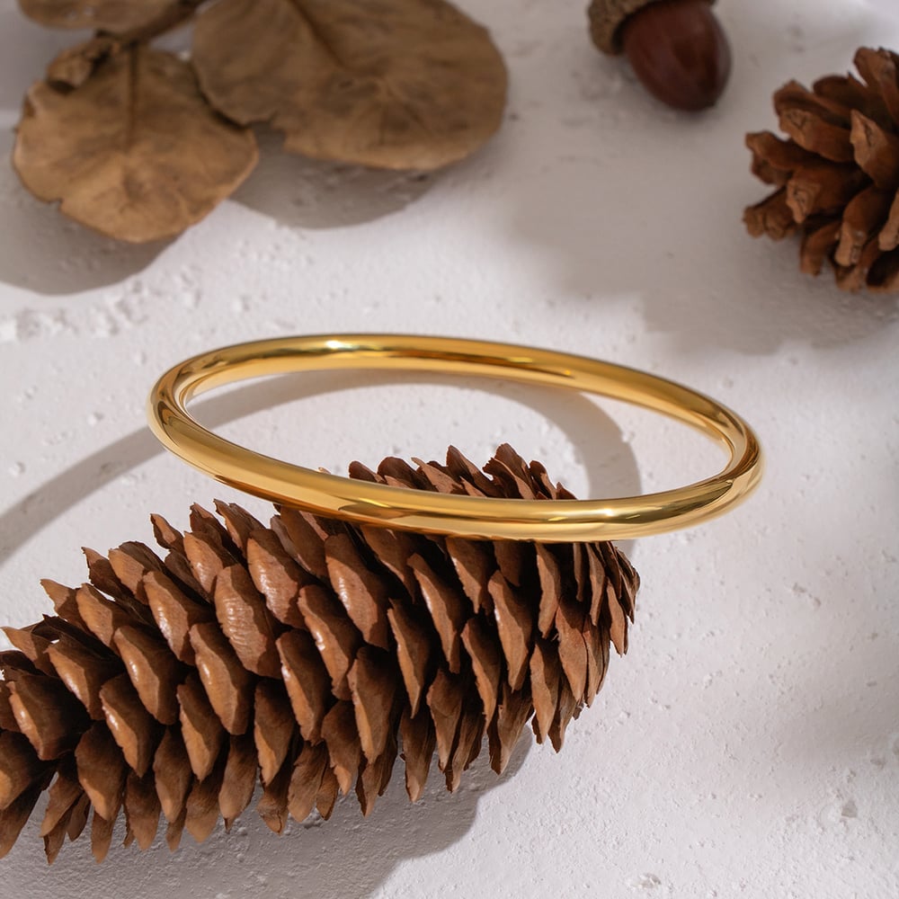 1 Stück Lässiger Armreif aus Edelstahl in Goldfarbe Bild4