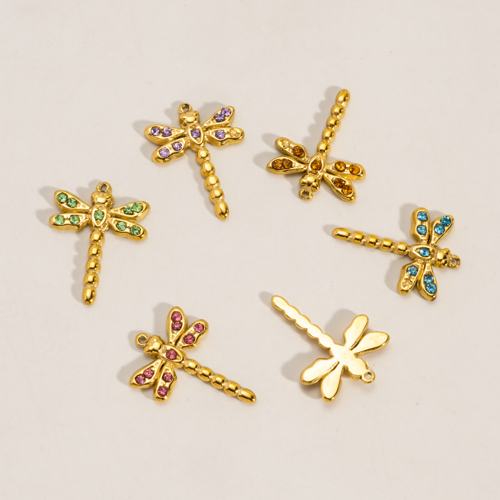 1 Piece Light Luxury Small Dragonfly  Stainless Steel   Gold Color  Women's Pendants Picture2
