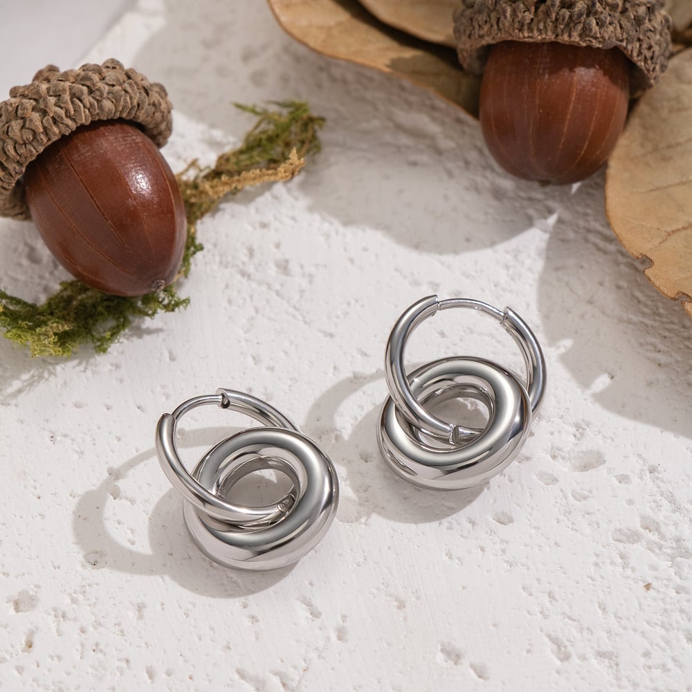 1 Pair Circle Stainless Steel Gold Color Hoop Earrings Picture5