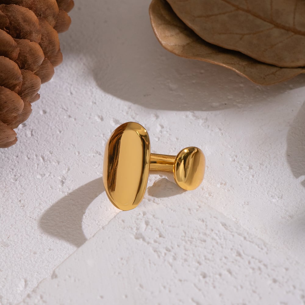 1 Piece Irregular Shape Stainless Steel Gold Color Minimalist Ring Picture3