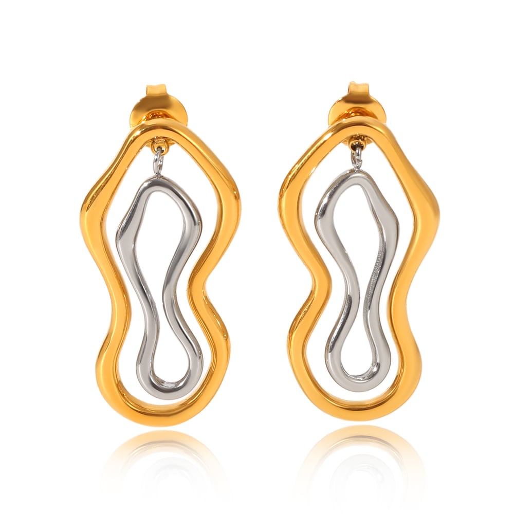 1 Pair Irregular Shape Mixed Color Stainless Steel Stud Earrings 