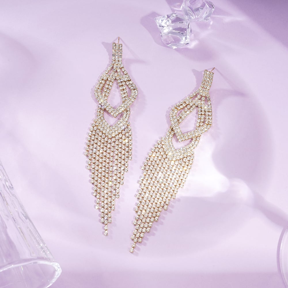 1 Pair Festive Series Irregular Shape Tassel Alloy Dangle Earrings Picture3