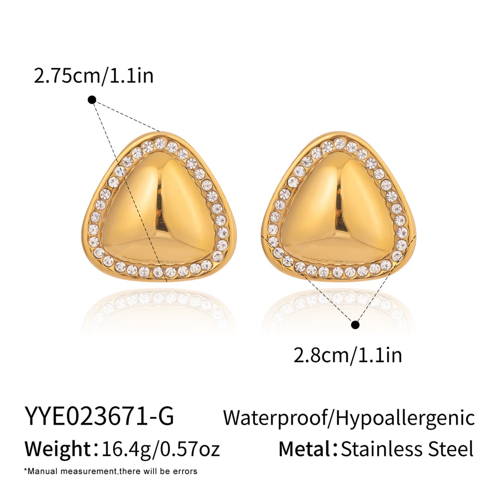 1 Pair Triangle Stainless Steel Stud Earrings 
