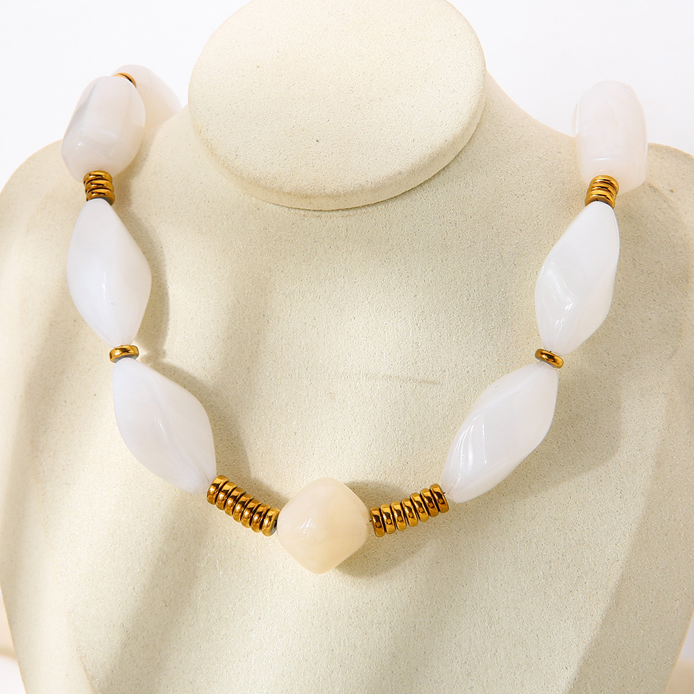 1 Piece Classic Daily Beads Acrylic Gold Color Women's Beaded Necklaces h5Picture4