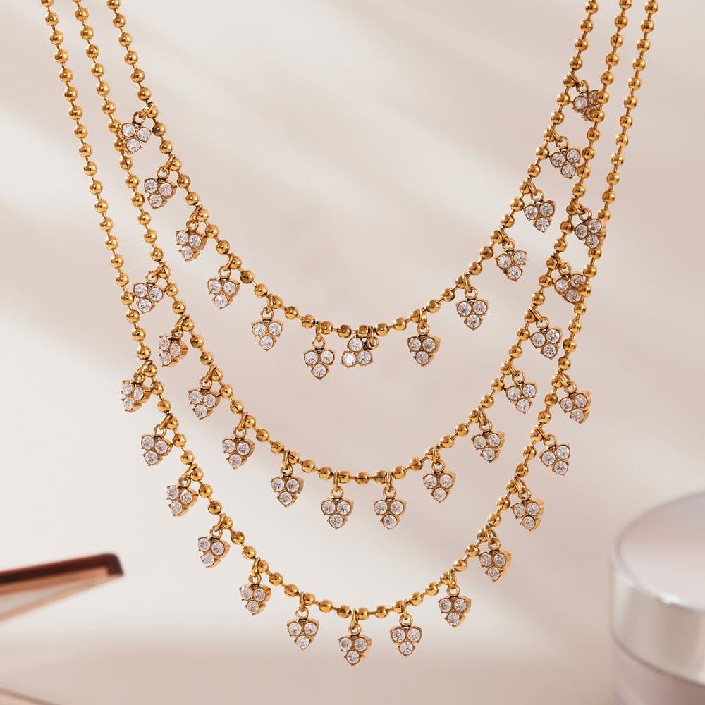 Romantische Herz Quaste Kreis Edelstahl Gold Farbe Zirkon frauen Schmuck Sets Bild3