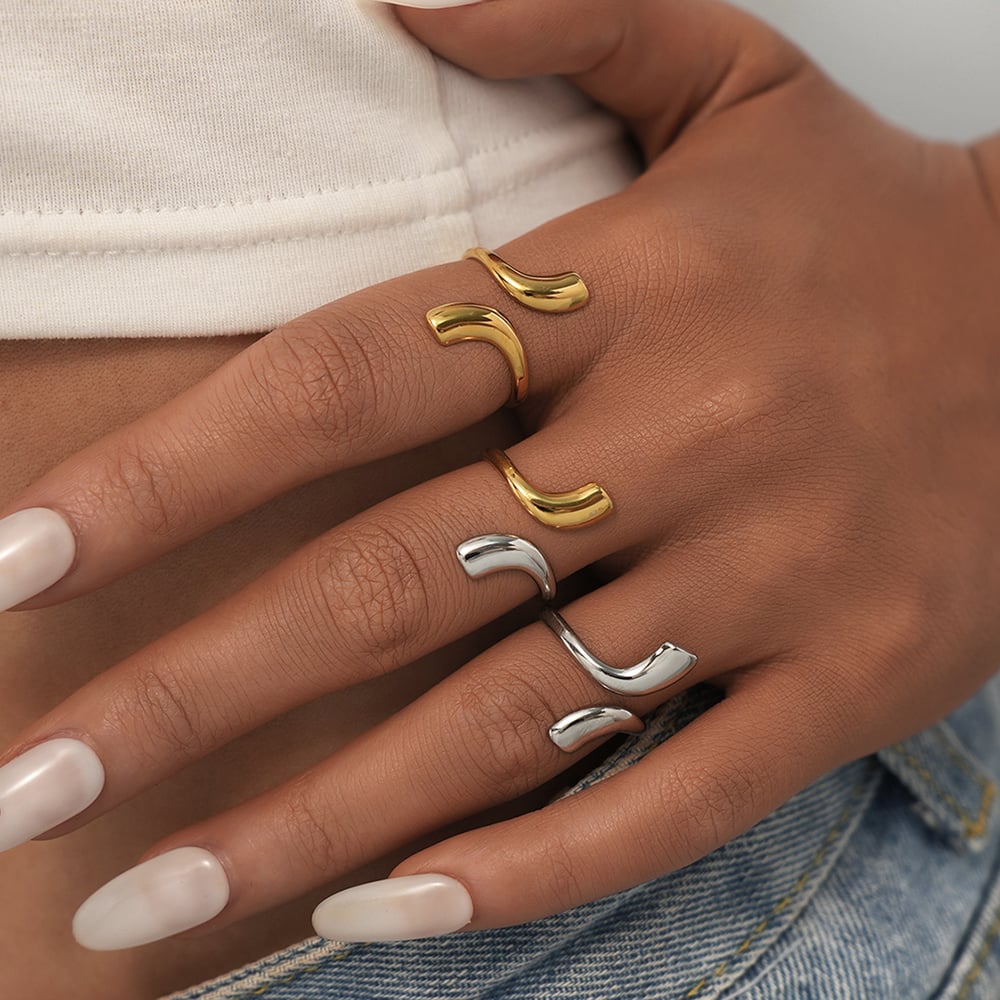 1 Piece Simple Irregular Shape Stainless Steel   Women's Statement Rings h5Picture7