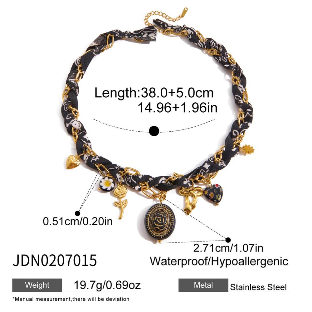 1 Piece Vintage Black Rose Stainless Steel Gold Color Women's Pendant Necklaces h5Picture2