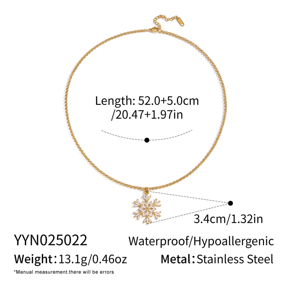 1 Piece Snowflake Stainless Steel Gold Color Pendant Necklace