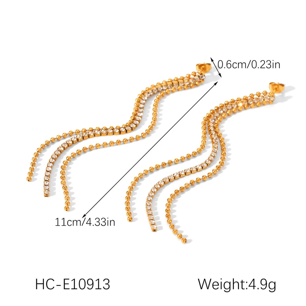 1 Pair Luxurious Daily Tassel Stainless Steel Gold Color Women's Stud Earrings h5Picture2