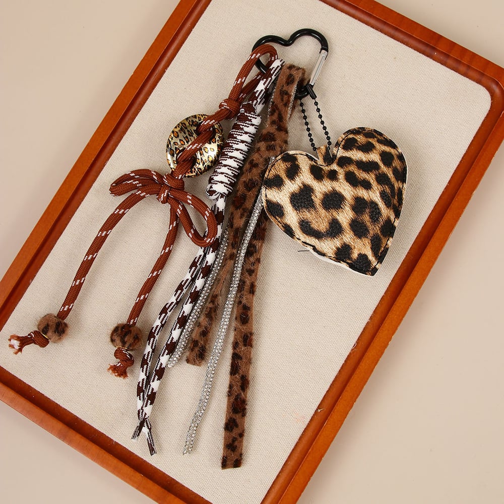 1 Stück Casual Bow Knot Leopard Print Herz PU Damen Tasche Charms Bild3