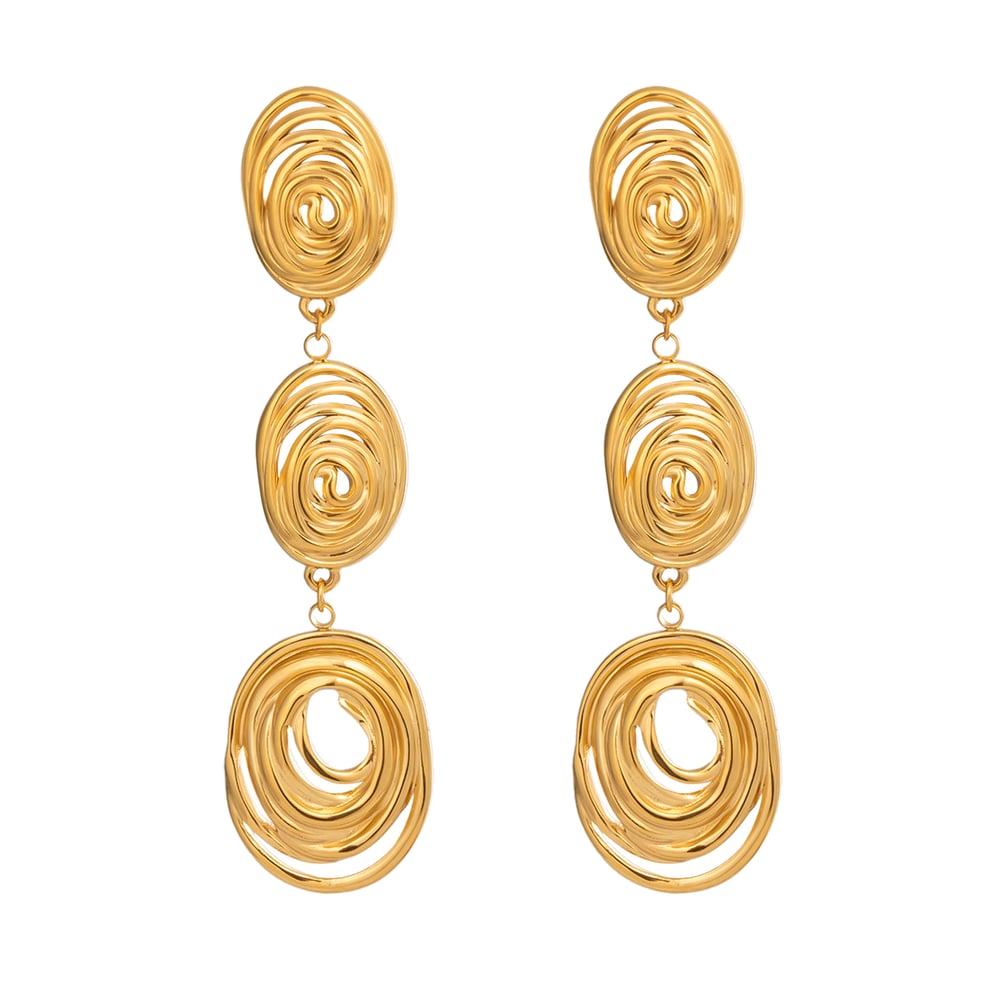 1 Pair Circle Stainless Steel Gold Color Dangle Earrings Picture5